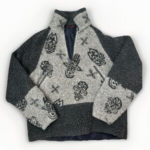 Tsunami Sport Sherpa Fleece Pullover Gray Pattern Made USA Size S